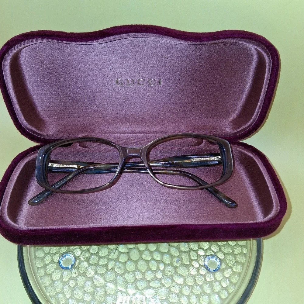 Gucci GG 2560/Strass 5T7 Brown Rectangle Eyeglasses Frames 53-16 135 Italy Women